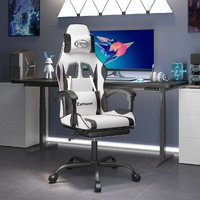 Gaming Chair with Footrest White and Black Faux Leather