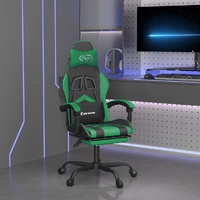 Gaming Chair with Footrest Black and Green Faux Leather