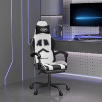Gaming Chair with Footrest White and Black Faux Leather