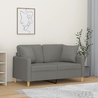 2-Seater Sofa with Pillows&Cushions Dark Grey 120 cm Fabric