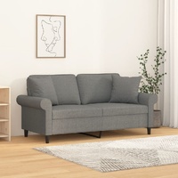 2-Seater Sofa with Pillows&Cushions Dark Grey 140 cm Fabric