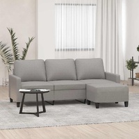 3-Seater sofa with footstool Light Grey 180 cm Fabric