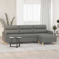 3-Seater Sofa with Footstool Dark Grey 210 cm Fabric