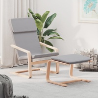 Relaxing Chair with Footstool Light Grey Fabric