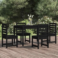 5 Piece Garden Dining Set Black Solid Wood Pine
