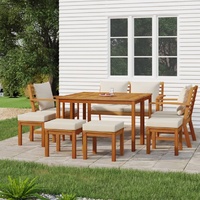 9 Piece Garden Dining Set with Cushions Solid Wood Acacia