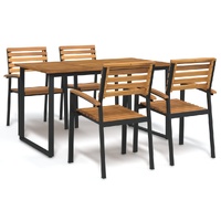 5 Piece Garden Dining Set Solid Wood Acacia and Metal