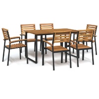 7 Piece Garden Dining Set Solid Wood Acacia and Metal