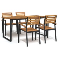 5 Piece Garden Dining Set Solid Wood Acacia and Metal