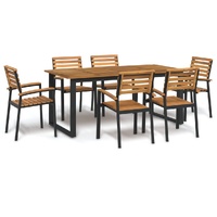 7 Piece Garden Dining Set Solid Wood Acacia and Metal