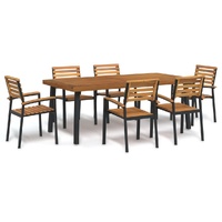 7 Piece Garden Dining Set Solid Wood Acacia and Metal