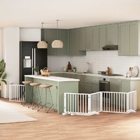 Dog Gate with Door Foldable 10 Panels White 800 cm Poplar Wood