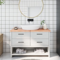 Bathroom Countertop Light Brown 120x30x4 cm Treated Solid Wood