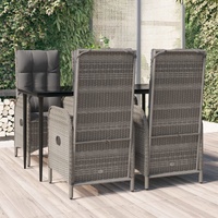 5 Piece Garden Dining Set with Cushions Black and Grey Poly Rattan
