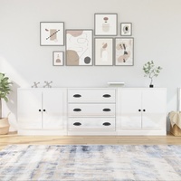 Sideboards 3 pcs High Gloss White Engineered Wood