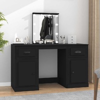 Dressing Table with LED Black 130x50x132.5 cm
