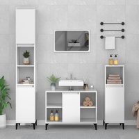 2 Piece Bathroom Furniture Set High Gloss White Engineered Wood