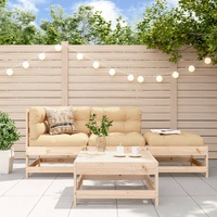 4 Piece Garden Lounge Set with Cushions Solid Wood