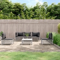 6 Piece Garden Lounge Set with Cushions White Steel