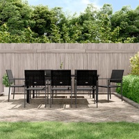9 Piece Garden Dining Set Poly Rattan and Steel
