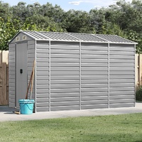 Garden Shed Light Grey 191x300x198 cm Galvanised Steel