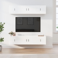 6 Piece TV Cabinet Set High Gloss White Engineered Wood