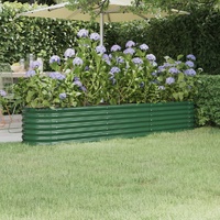 Garden Raised Bed Galvanised Steel 224x40x36 cm Green