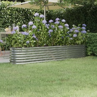 Garden Raised Bed Galvanised Steel 224x40x36 cm Silver