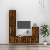4 Piece TV Cabinet Set Smoked Oak Engineered Wood