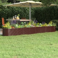 Garden Raised Bed Galvanised Steel 332x40x36 cm Brown