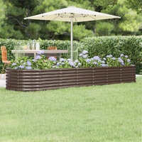 Garden Raised Bed Galvanised Steel 296x80x36 cm Brown