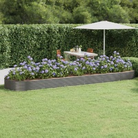 Garden Raised Bed Galvanised Steel 523x140x36 cm Grey