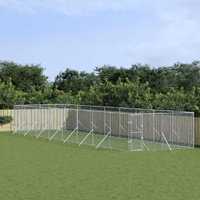 Outdoor Dog Kennel Silver 4x16x2 m Galvanised Steel