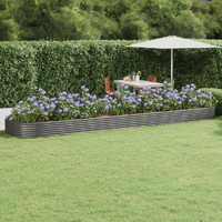Garden Raised Bed Galvanised Steel 600x140x36 cm Grey