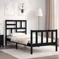 Bed Frame without Mattress Black 90x190 cm Solid Wood Pine
