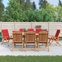 Reclining Garden Chairs with Cushions 8 pcs Solid Wood Teak