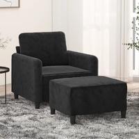 Sofa Chair with Footstool Black 60 cm Velvet