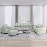 4 Piece Sofa Set with Cushions Light Grey Velvet