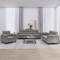 3 Piece Sofa Set with Cushions Dark Grey Microfibre Fabric