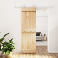Sliding Door with Hardware Set 70x210 cm Solid Wood Pine