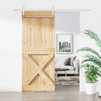 Sliding Door with Hardware Set 100x210 cm Solid Wood Pine
