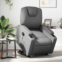 Electric Stand up Massage Recliner Chair Grey Faux Leather