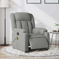 Electric Massage Recliner Chair Light Grey Fabric