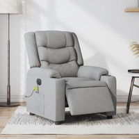 Electric Massage Recliner Chair Light Grey Fabric