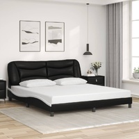 Bed Frame without Mattress "Hvar" Black and White 180x200 cm King Faux Leather