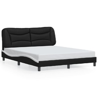 Bed Frame without Mattress "Hvar" Black and White 152x203 cm Queen Faux Leather