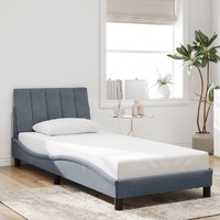 Bed Frame without Mattress "Hanko" Dark Grey 90x190 cm Velvet