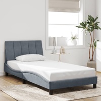 Bed Frame without Mattress "Hankor" Dark Grey 107x203 cm King Single Velvet