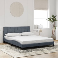 Bed Frame without Mattress "Hanko" Dark Grey 152x203 cm Queen Velvet