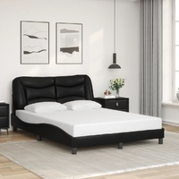Bed Frame without Mattress "Hvar" Black 137x190 cm Double Faux Leather